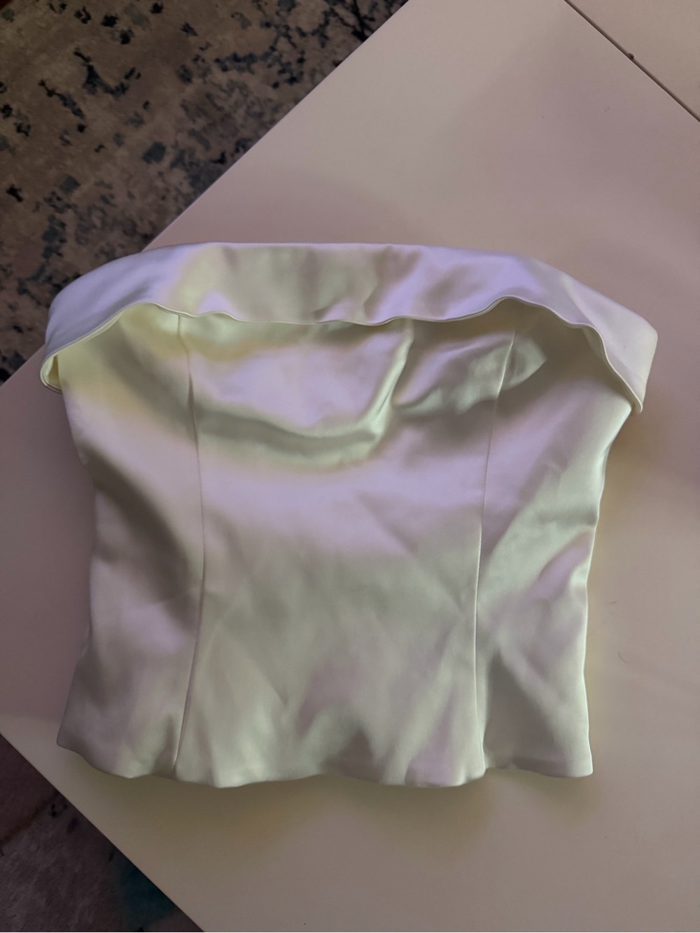 Aritzia ten by Babaton shimmer top AS IS BNWT Strapless Satin Bustier in White